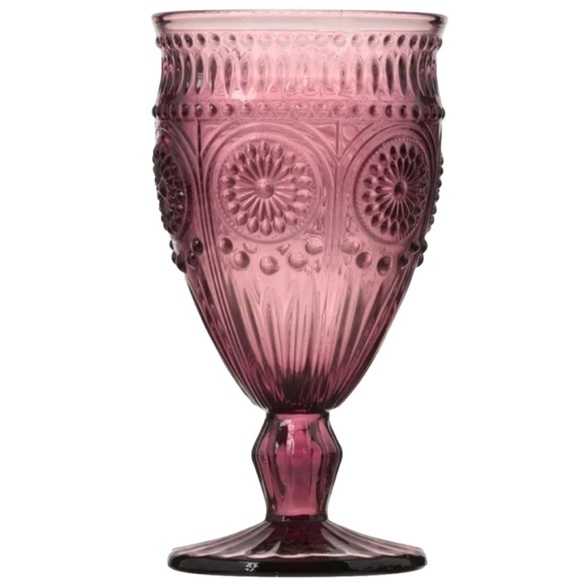 New The Pioneer Woman Adeline 12-Ounce Footed Glass Goblets, Set of 4, Plum: - Picture 3 of 5